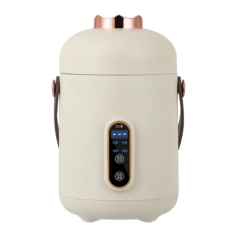 Mini ryžové variče Domácnosť Elektrický sporák Multifunkčný elektrický varenie hrniec 600 ml prenosný mini horúci hrniec kožená rukoväť 220V