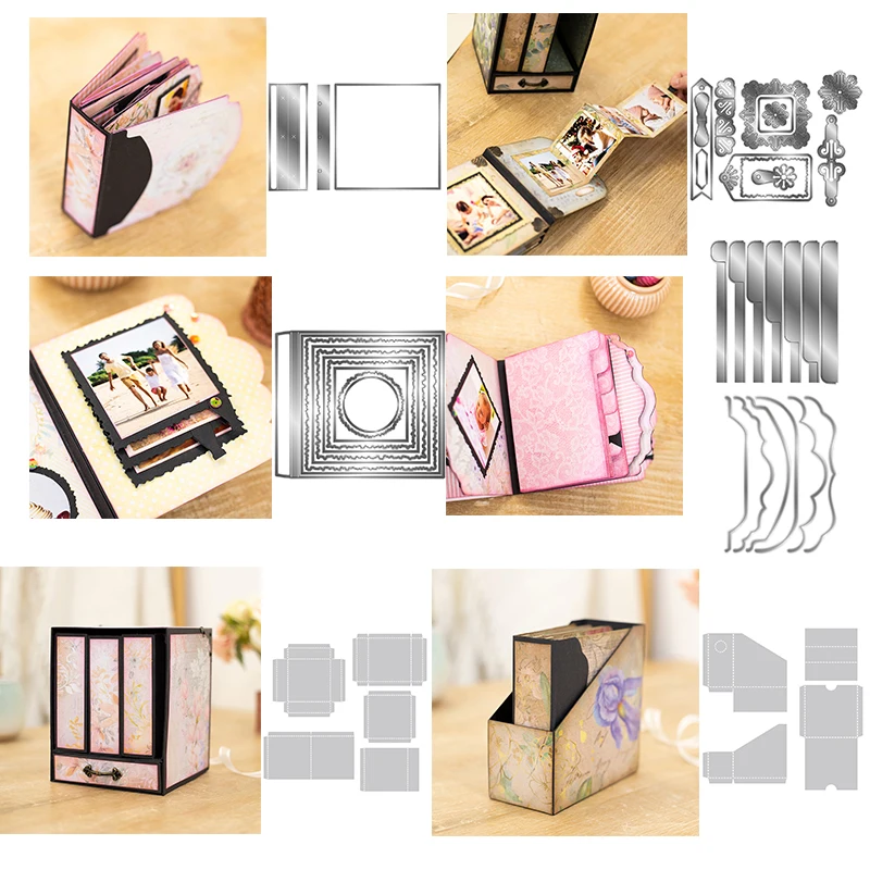Mini spomienky kniha Diy maľba šablóna Plánovač Scrapbooking Album Pleastic šablóny chrbtice viazané zomrieť