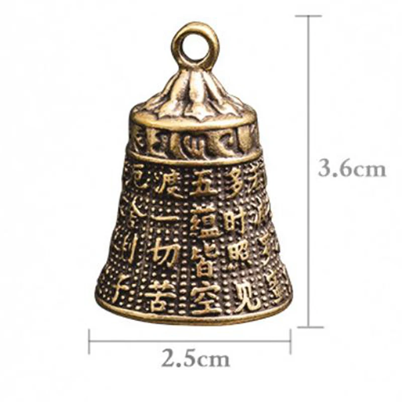 Mini starožitné zvončeky Guanyin Buddha Bell Die Casting Písmo Bell Auto gombík vietor zvonček fengshui prívesok mosadzný tibetský dekor