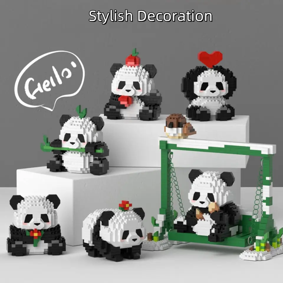 Mini stavebné bloky panda súpravy roztomilé mikro mini panda budova tehly pre dospelých mikro nano tehly perfektné párty laskavosti