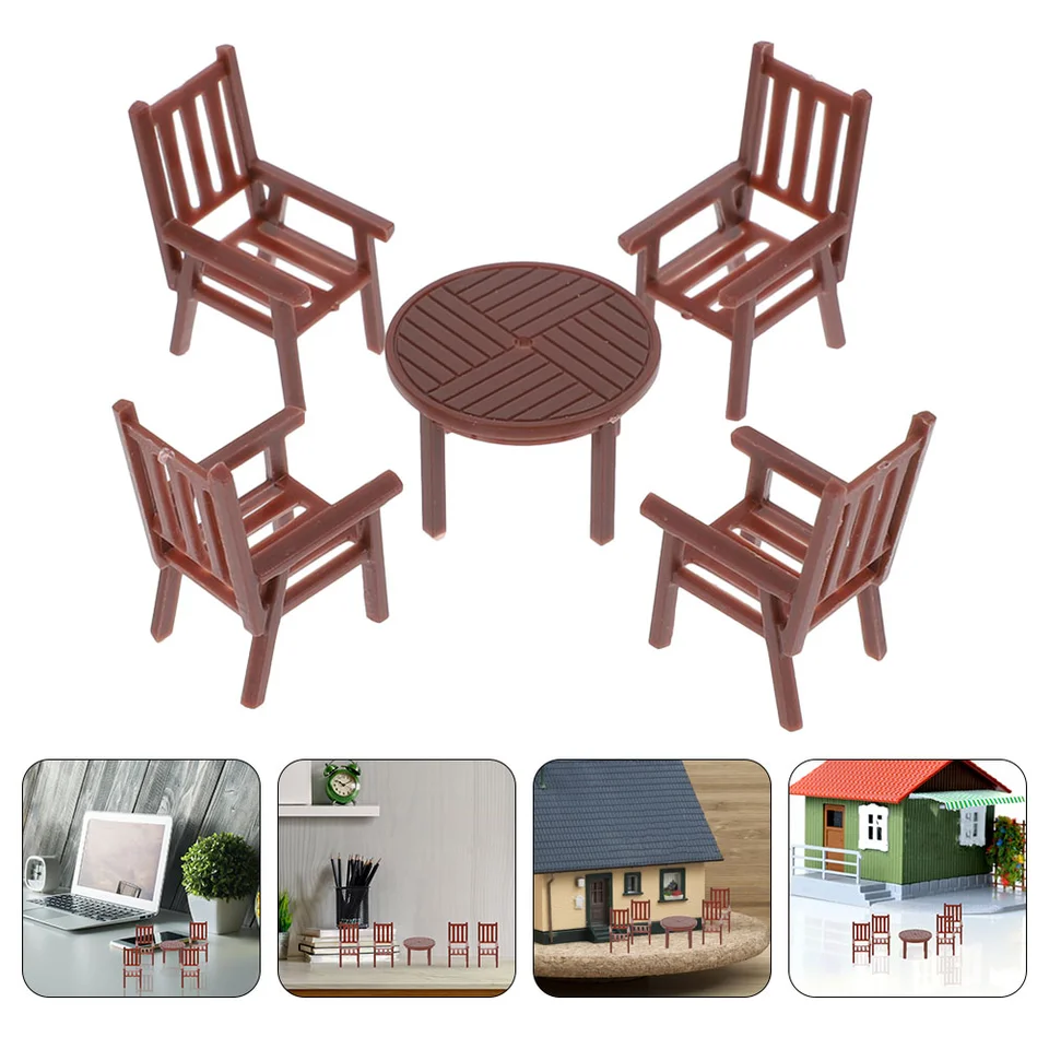 Mini stôl a stoličky Model roztomilý stolný kalendár figurín Displej Polovňa Miniatúrny nábytok pre bábiku Outdoor Micro scéna