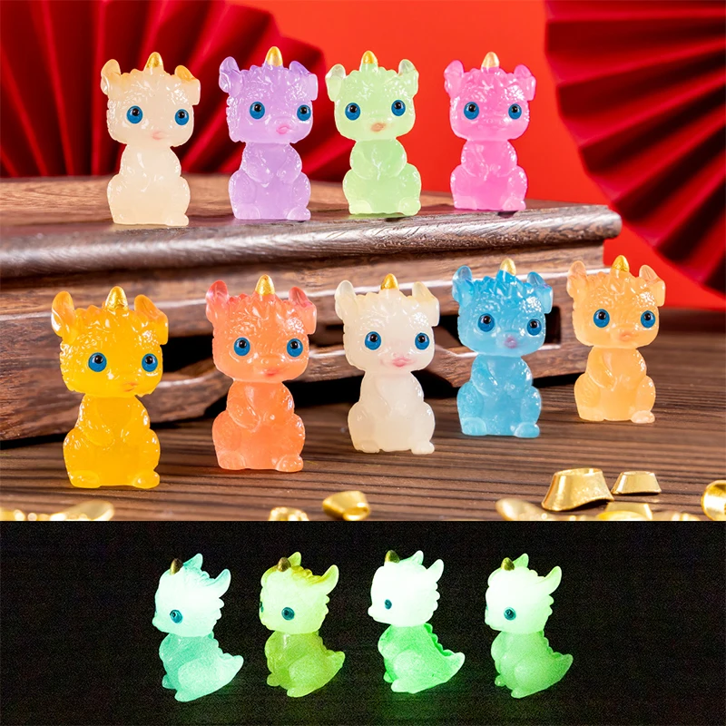 Mini svetelná figurína simulácie figuríny Zodiac Dragon Loong Ornament Micro Krajina interiér domáca stolná dekorácia