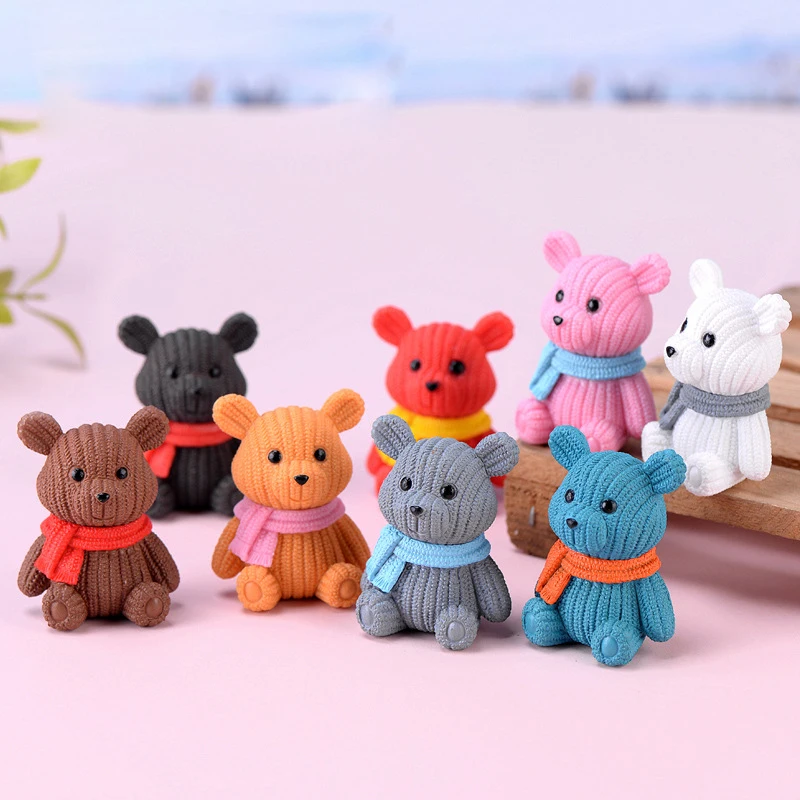 Mini Teddy Resin Bear Accessories Doll House Dekorácie miniatúrne medvedí modelové hračky pre bábiky pre deti darček pre bábätká