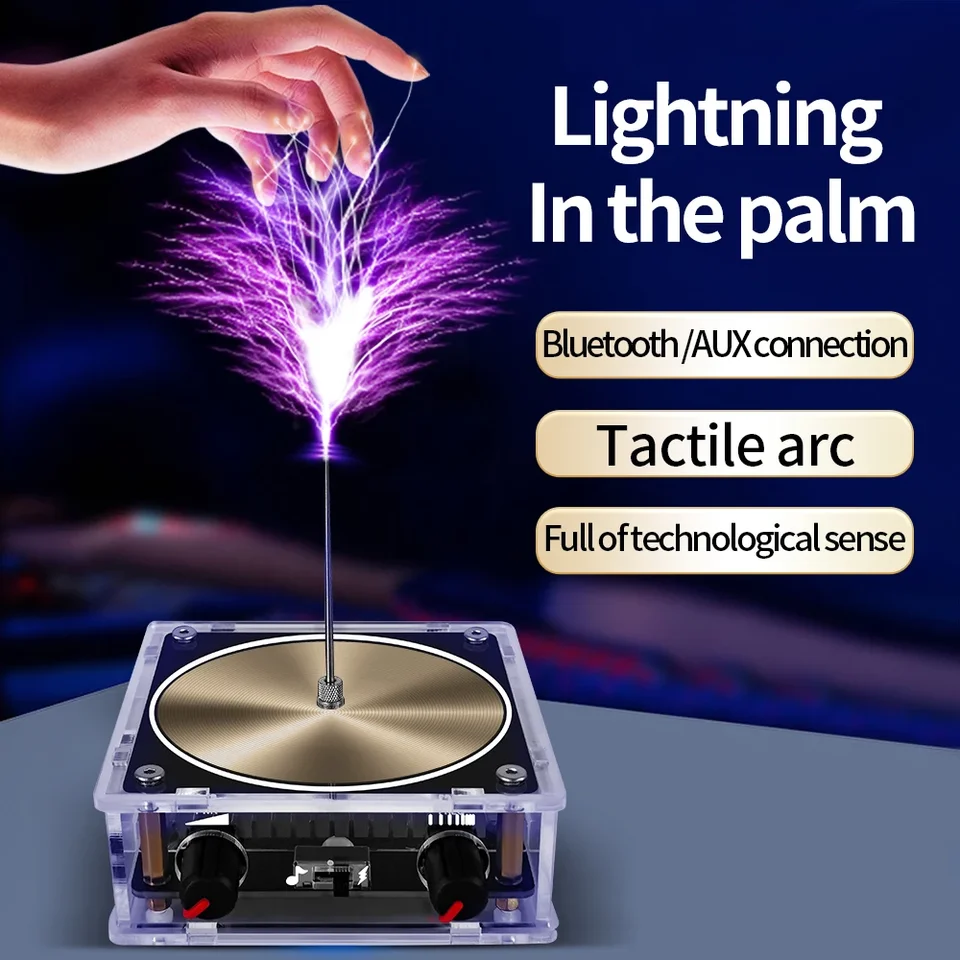 Mini Tesla Coil reproduktor Bluetooth kompatibilná hudba vysokovýkonný napätie Elektrický oblúk generátor umelý blesk reproduktor