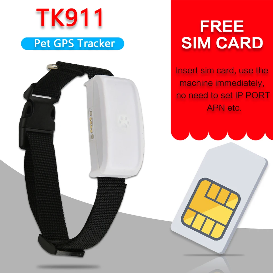 MINI TKSTAR TK911 WIFI PET CAT DOG GPS Tracker Vodotesná adsorpcia bezplatná webová platforma