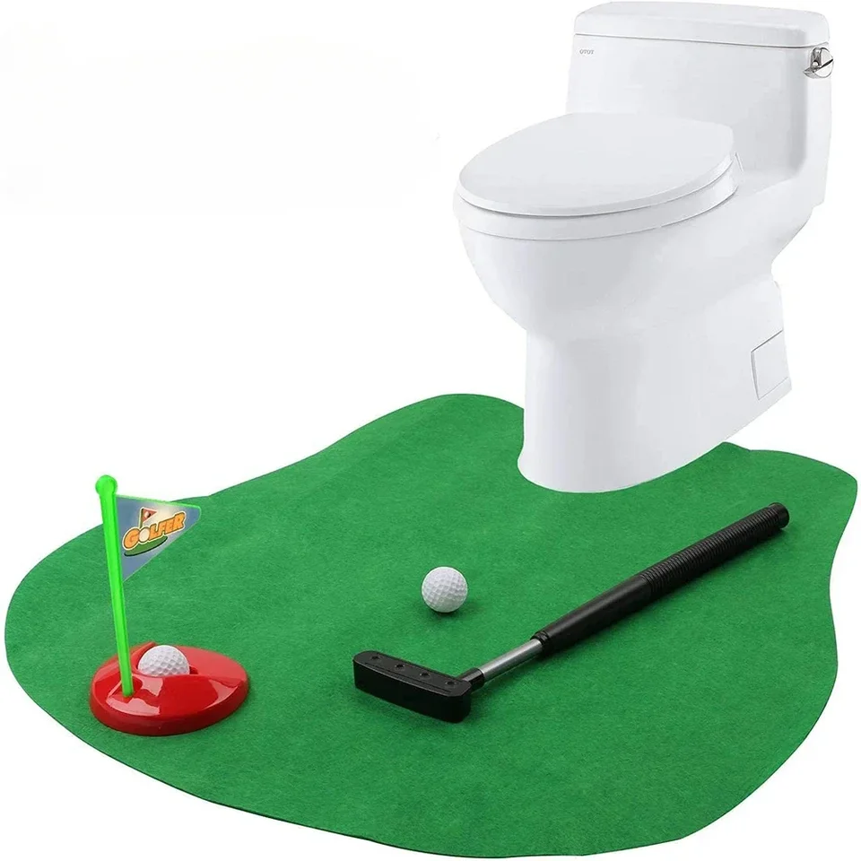 Mini toaletná golfová hračka sada toalety čas golfová hra set golfový tréning doplnok darček pre narodeninovú oslavu