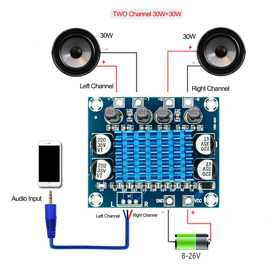 MINI TPA3110 XH-A232 30W+30W 2.0 Digitálny stereofónny stereofónny zvukový zosilňovač vysoký rozlíšenie pre modul amplifikácie MP3