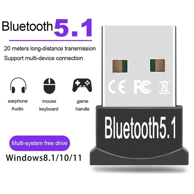Mini USB Bluetooth 5.1 Dongle Adapter pre PC NAPOŽITO Klávesnica Tablet Phone TLAČKA TLAČKA TLAČ