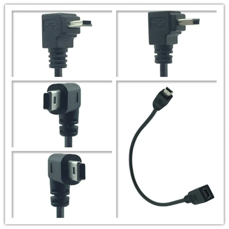 Mini USB predlžovací kábel 90 stupňov nahor a dole a ľavý a pravý uhol 5pin adaptéra samca na ženský adaptér 0,25 m