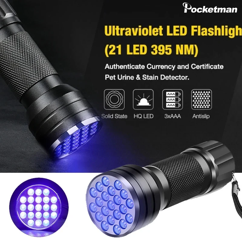 Mini UV baterka 395nm čierna ľahká vodotesná detekcia domácej detekcie Torfialová lampa pre nechty lak na lak na lak na nechty flash svetlo