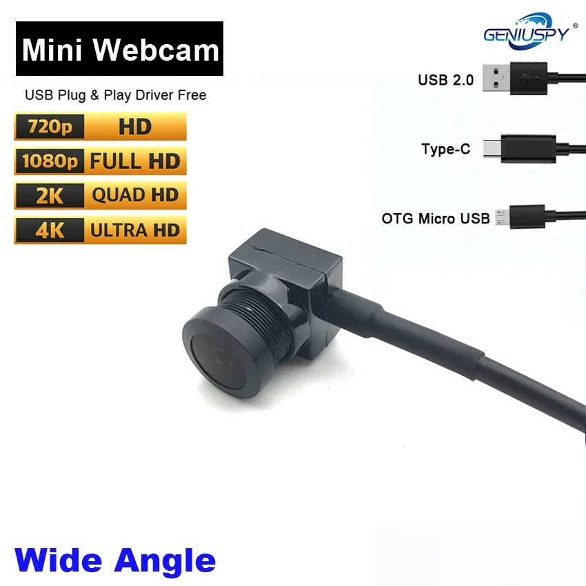 Mini veľkosť plná HD 1080p 4MP 8MP USB fotoaparát so širokouhlým uhlom šošovky Mini USB2.0 Type-C /OTG Micro USB CCTV Security Videokamer