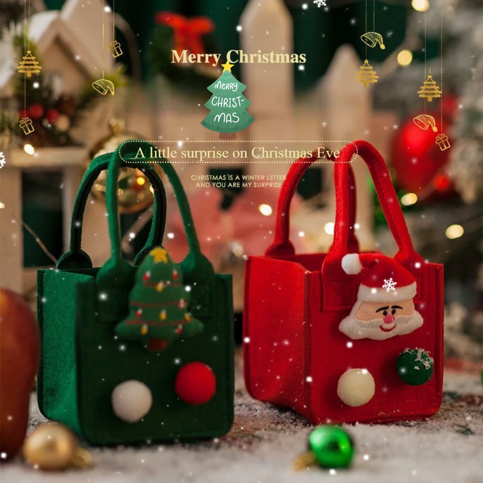 Mini vianočné darčeky taška ovocie Tote tote 10cm taška darček pre domácu dekoráciu Candy Box Darček Deti Faktované zabalené Štedrý deň