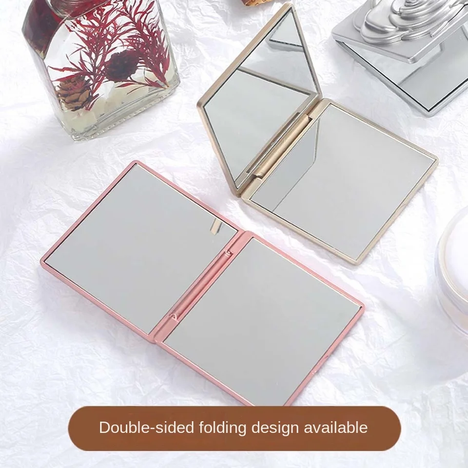 Mini štvorcové záhyby make -up zrkadlo ľahko nosiť ružové kvetinové vreckové zrkadlo zrkadlo absent Manity Mirror Mirror Dámske nástroje make -up nástroje