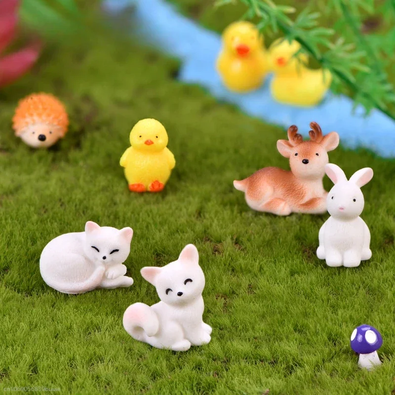 Mini živici Bunnies Miniatúrne postavy Little Rabbit Ornament Micro Krajina Dollhouse Dekorácie remeslá obývacia izba Dekorácia
