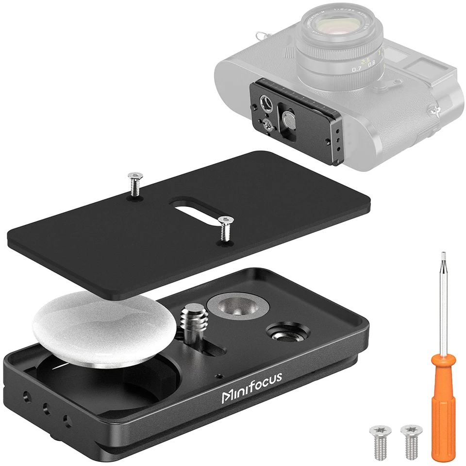 Minifocus Airtag Track Rýchle uvoľňovacia doska Fotoaparát QD Mount Adapter s 1/4 