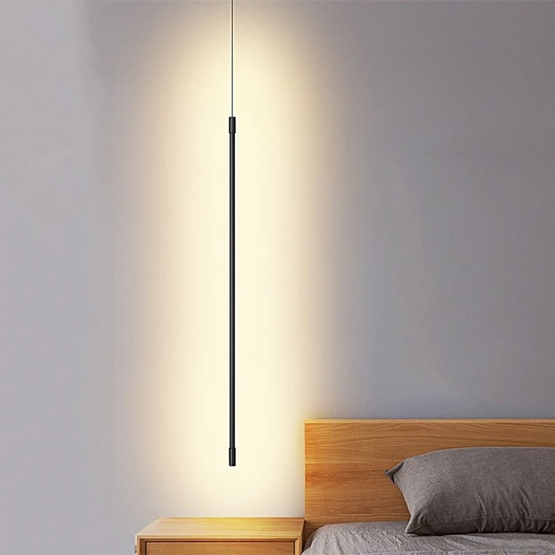 Minimalistická spálňa lôžko LED LIGHT LED moderná obývacia izba prívesok lampa svetlo vedľa pohovky visiace žiarovku