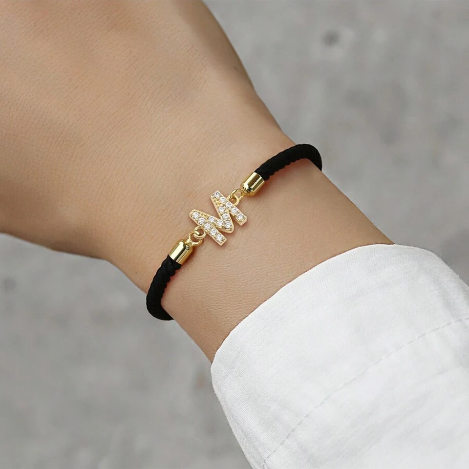 Minimalistické náramky pre ženy pre ženy Dainty Classic Classic Nastaviteľné zlaté iniciály lano náramok pre ženy