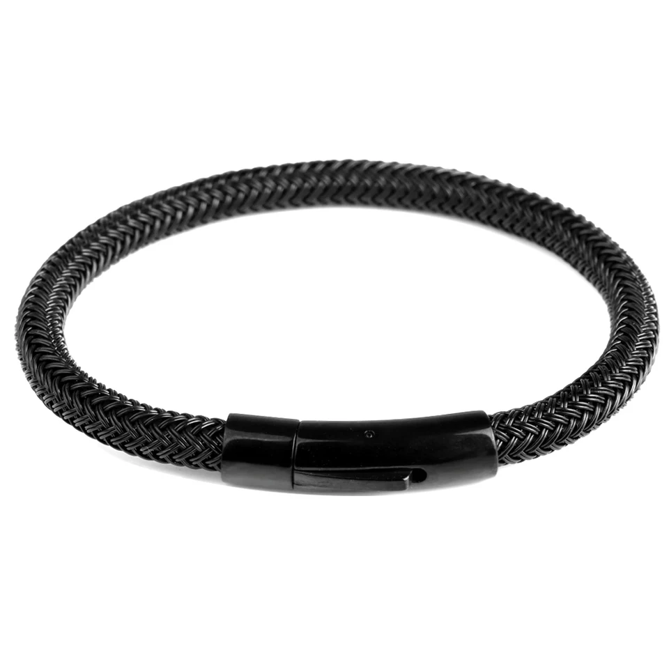 Minimalistickí muži z nehrdzavejúcej ocele Black Magnetic Buckle Jednoduché očarujúce náramky pre mužov