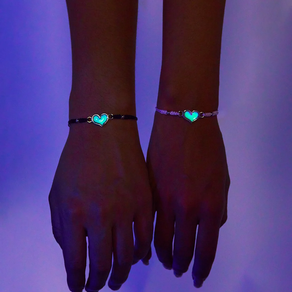 Minimalistický ručne vyrábaný pletený pár náramok pre ženy Men Romance Romance Luminous Zhodujúci sa s náramkami Trendy šperky darček