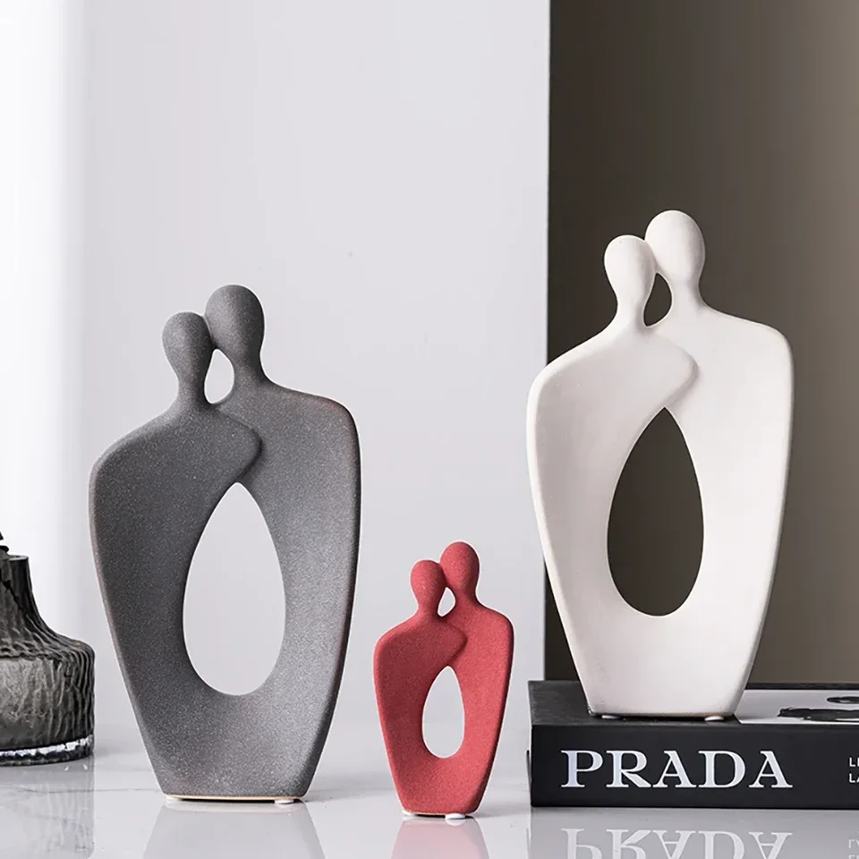 Minimalizmus domáca dekorácia Abstrakt Lovers socha keramická socha Nordic Artistic obývacia izba dekor figurínové stolové doplnky