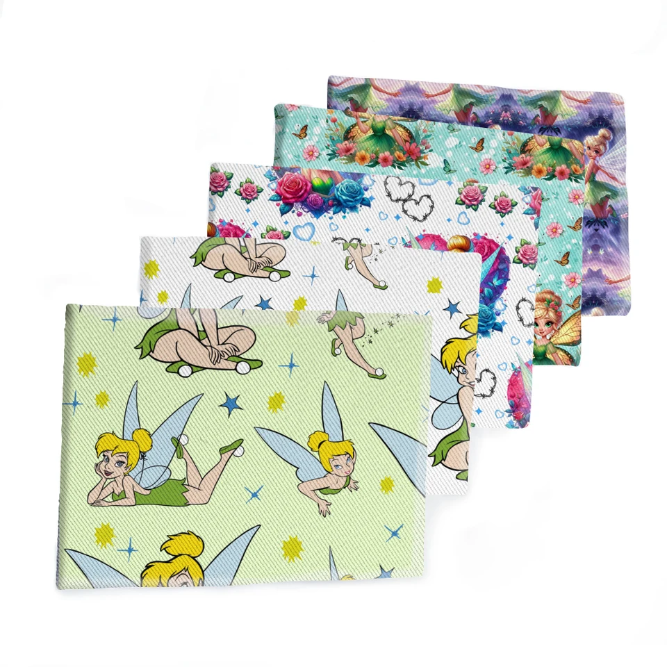 Minis 50x145 cm Disney Princess Cartoon Tinker Bell Pattern Tritted Tkanina pre patchwork prešívané tkaniny