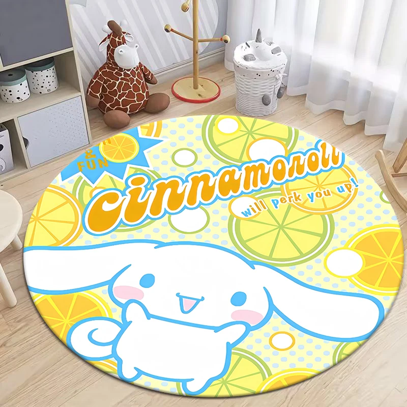 Miniso & Sanrio Cinnamoroll tlačený okrúhly koberec pre koberce na obývaciu izbu Koberce Camping Picnic Mats