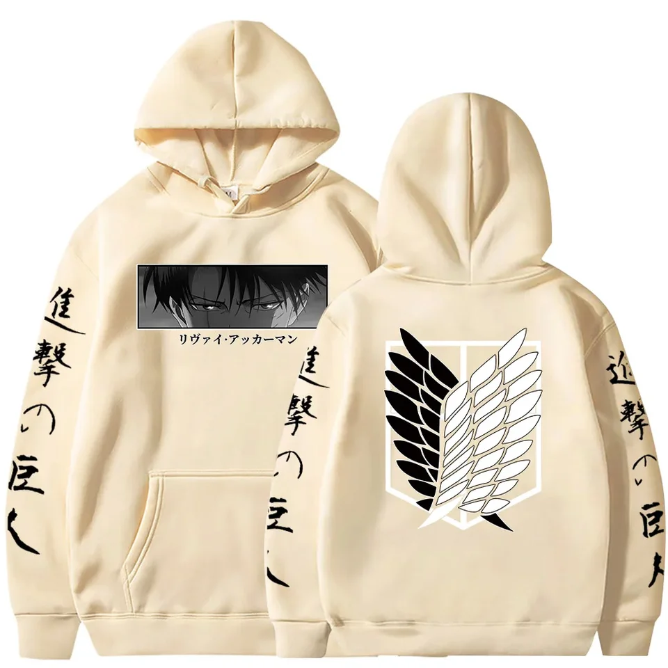 (Miniso) Anime Attack na Titan 3D Print Hoodies Levi Shingeki no Kyojin Hooded Dámske oblečenie mikiny Harajuku Pullover Tops