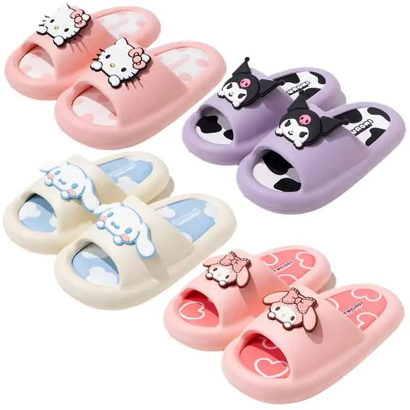 Miniso anime sanrio cinnamoroll kuromi melody hello mačiatko detská kúpeľňa nekĺzaná mäkká solované topánky karikatúry Sandals Pliper