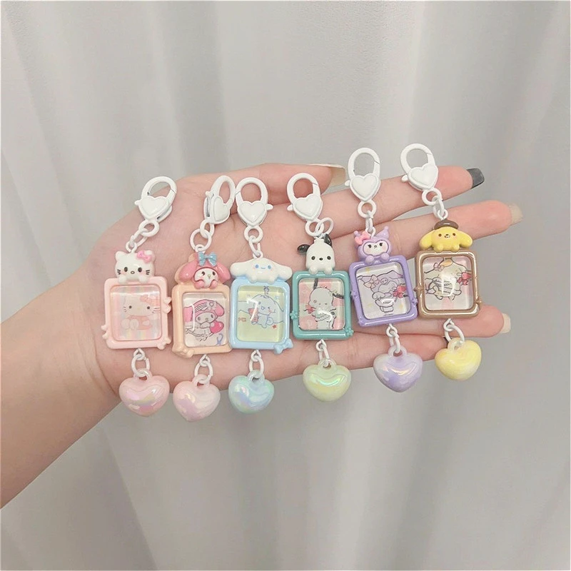 Miniso Bag Charm doplnky Anime figúrky Hello Kitty Kuromi Keychain prívesok roztomilý karikatúra akrylové kľúče zavesenie Ornament