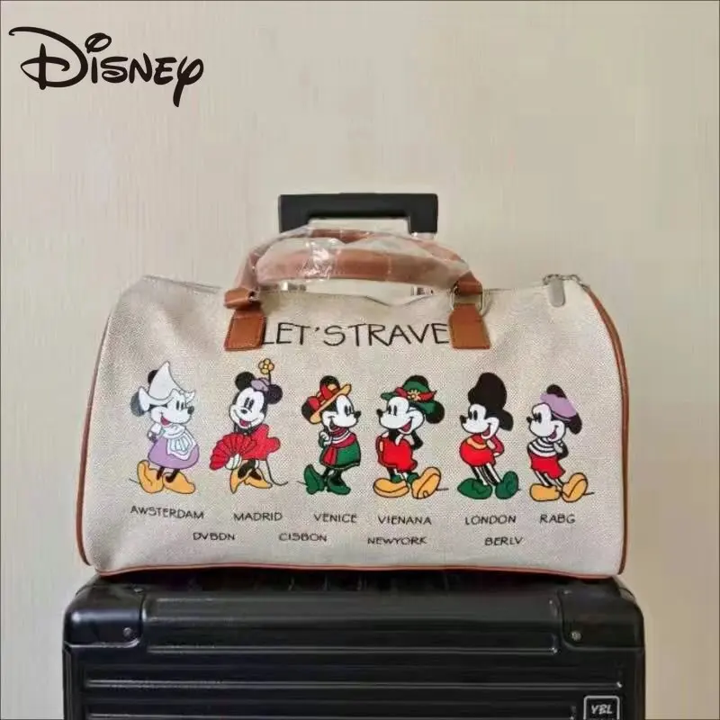 Miniso Canvas Mickey Donald Duck Travel Bag 2023 Nové karikatúry Dievča