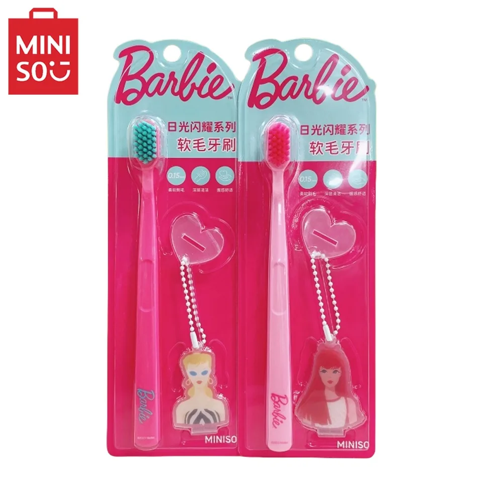 Miniso Cartoon Barbie Shining Series zubná kefka Perorálne dutiny Čistenie mäkkých zubných kefky cestovať prenosné zubné dievčatá darček