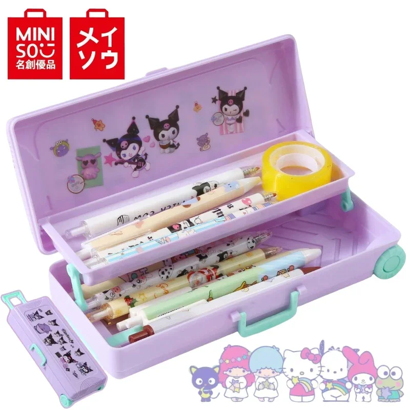 Miniso Cartoon Sanrio Kulomi dvojvrstvový puzdro Trolley Case Case kawaii Melody Multifunkčný vozík