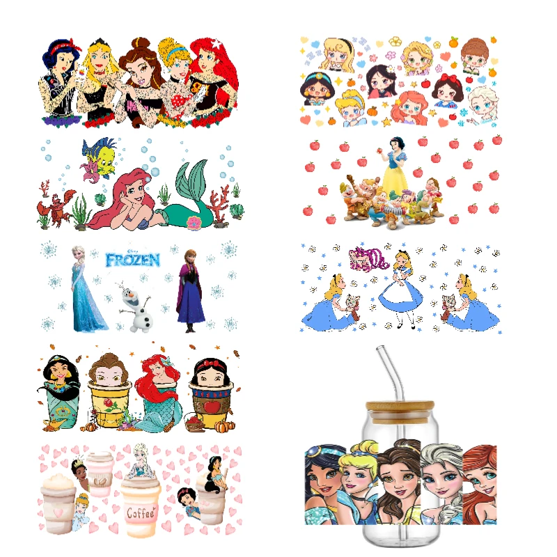 Miniso Custom Beauty Princess Anti Scratch Decals pre šálku 3D nepremokavá UV DTF libby zábaly ľahko prenáša nálepky na okuliare