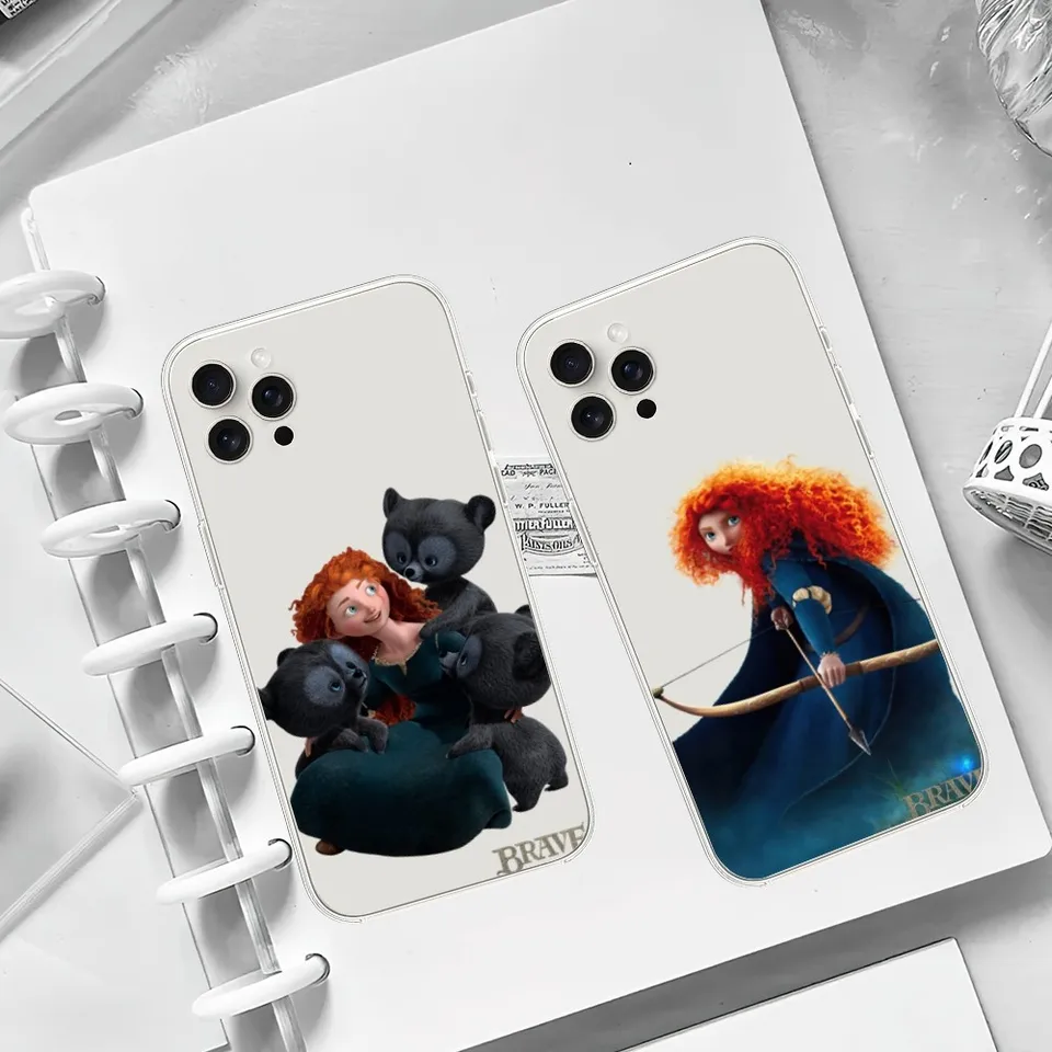 Miniso Disney B-Brave Girl Princess Merida Puzdro pre iPhone 11 13 mini 15 14 12 Pro xs x max Plus SE xr priehľadná škrupina