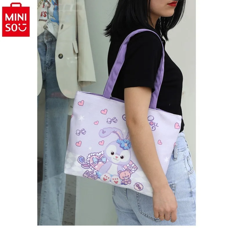 Miniso Disney Cartoon Duffy Bear Shirley Mei Canvas študent študent študent móda Jednoduchá a roztomilé sladké krížové taška