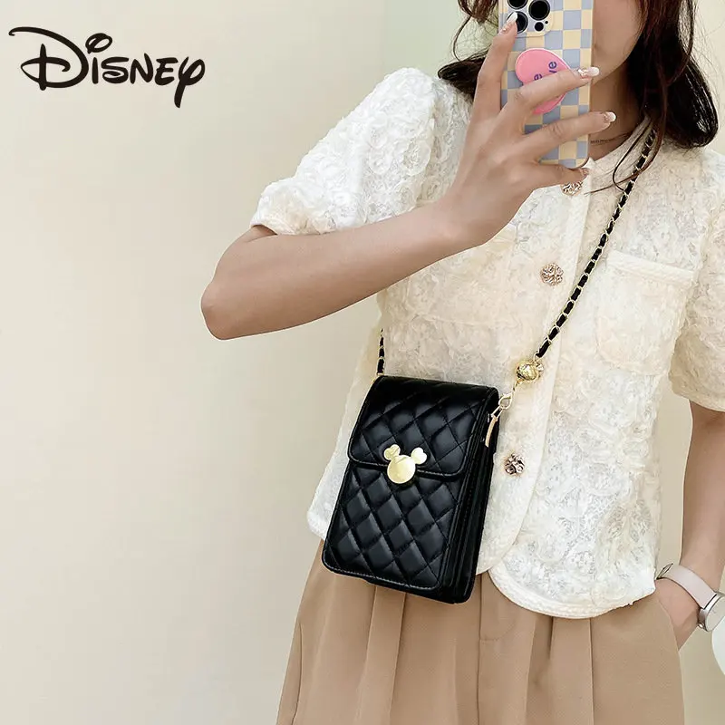 Miniso Disney Mickey Bag Girl 2023 letný módny mobilný telefón taška retro textúra luxusná značka Messenger taška na rameno tašku
