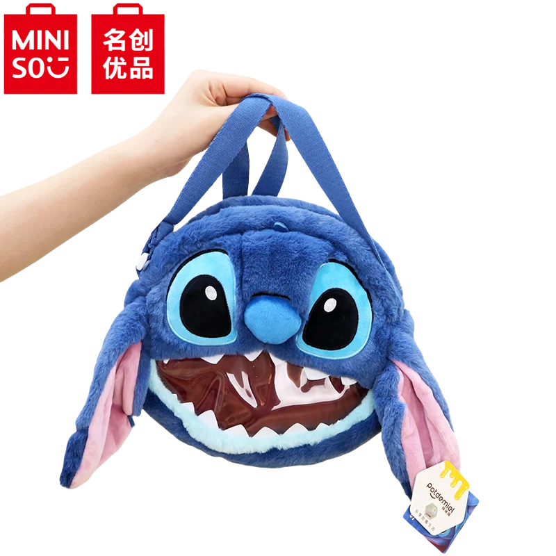 Miniso Disney Plyšové ramená karikatúry Stitch Veľká kapacita plyšové dievčatá Transparentné neformálne tašky Dievčatá Darčeky dochádzajúce dochádzajúce