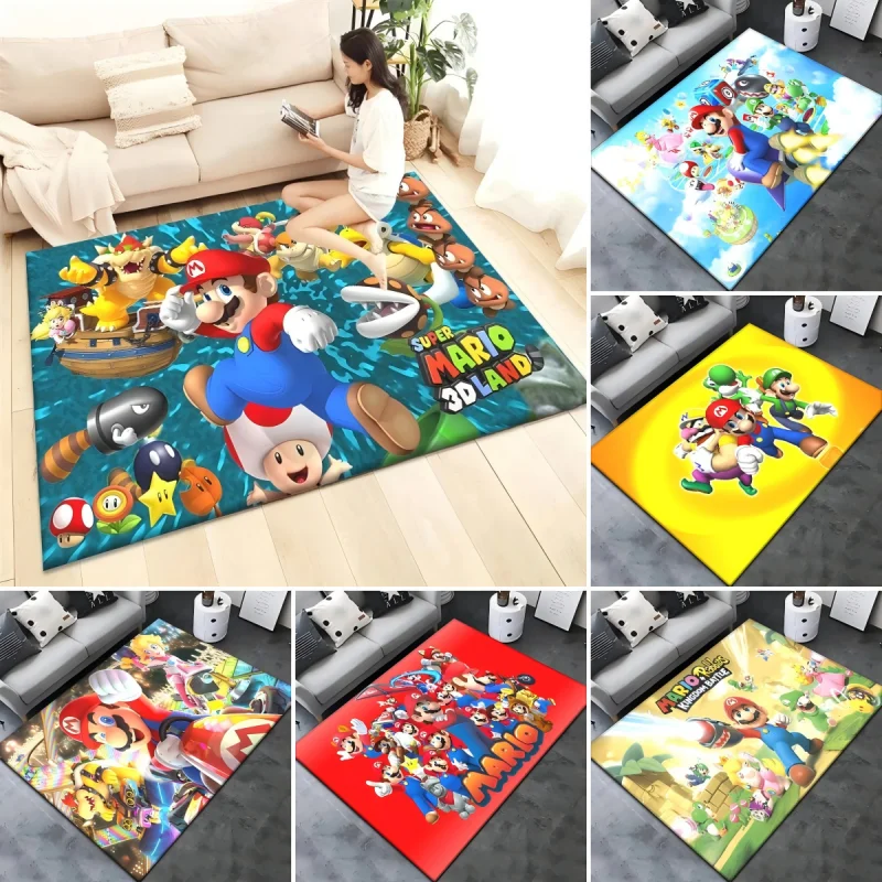 Miniso Disney Super Mario Game tlačená koberec proti koberci prenosná obývacia izba pohovka