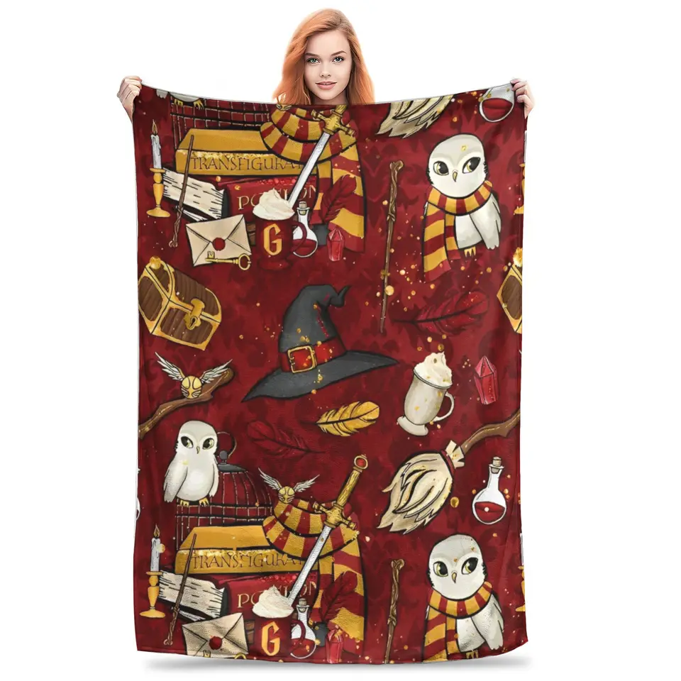 Miniso Harry Potter Wool Drave Magician Fantasy Funny Throw Prikrývky pre domácu hotelovú pohovku 200x150cm Bedspread