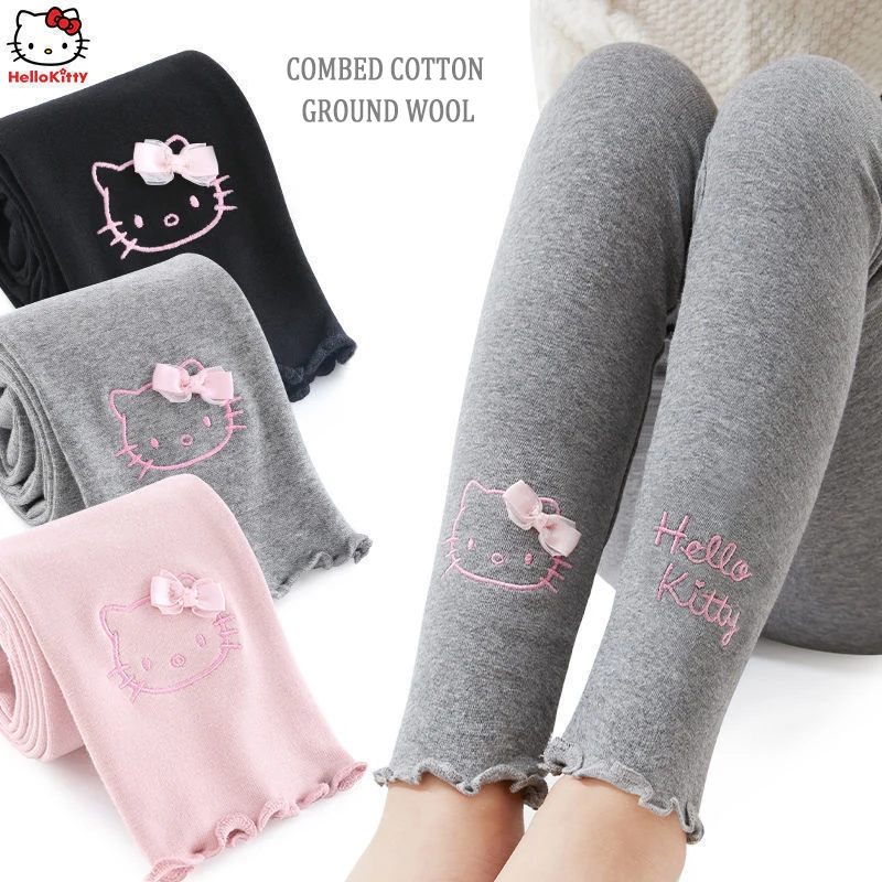 Miniso Hello Kitty Detské legíny Roztomilé malé dievčatká spodná legína Detské nohavice tenké členok Dĺžka tenké vonkajšie kreslené darčeky