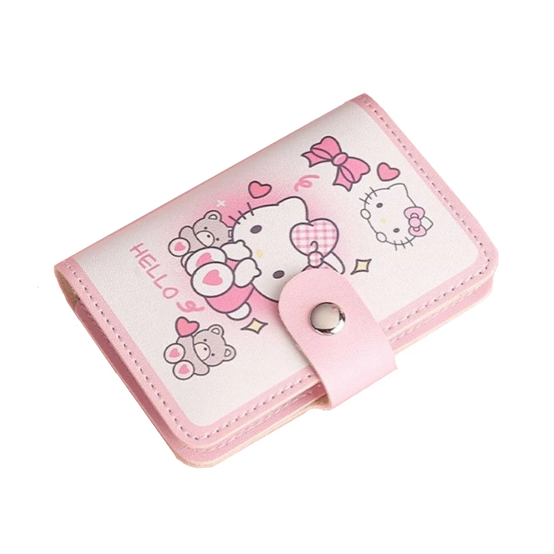 Miniso Hello Kitty ID Card Držiteľ bankovej karty Držiteľ pre ženy študentská kabelka prenosná pu koža luxusná dizajnérska peňaženka