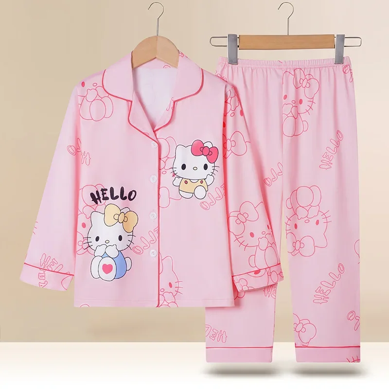 Miniso jesenné detské pyžamy s dlhým rukávom Top a nohavice sada roztomilých karikatúrnych pyžamových pyžamových comfy cast Loose Cardigan oblečenie