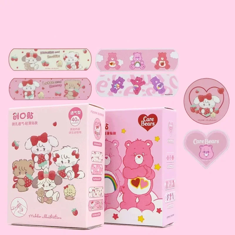 Miniso kawaii Mikko Care Bears Witerprope Band-Aid 40ks Anime Sanrio dievčenské srdce roztomilý mikroporézny priedušná pomoc s pásmou