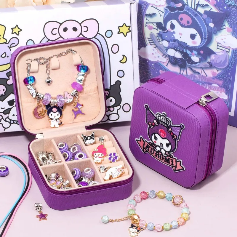 Miniso kuromi My Melody Kawaii deti DIY korálkový náramok sada ručne vyrábaný náramok Kids Detské šperky zdobia hračky vianočný darček