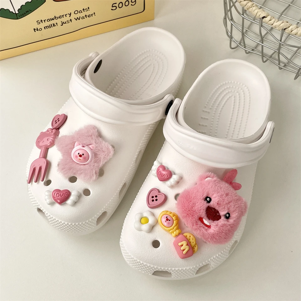 Miniso Lovely 3D Plys Little Fox Shoe Charms Set rozkošná slučka pre domácich majstrov sandále a upchaté dekorácie Prázdninový darček pre chlapcov a dievčatá