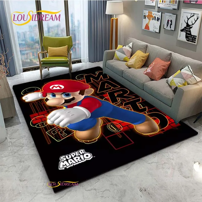 Miniso Mario Cartoon Anime Carpet pre obývaciu izbu Spálňa Roztomilé koberce kuchynské dvere deti unslip podlahové rohože