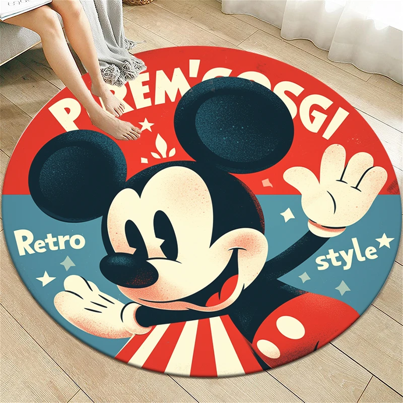 Miniso Mickey Mouse Cartoon Vytlačený koberec pre koberce v obývacej izbe Koberce Kemping piknikové rohože flanel