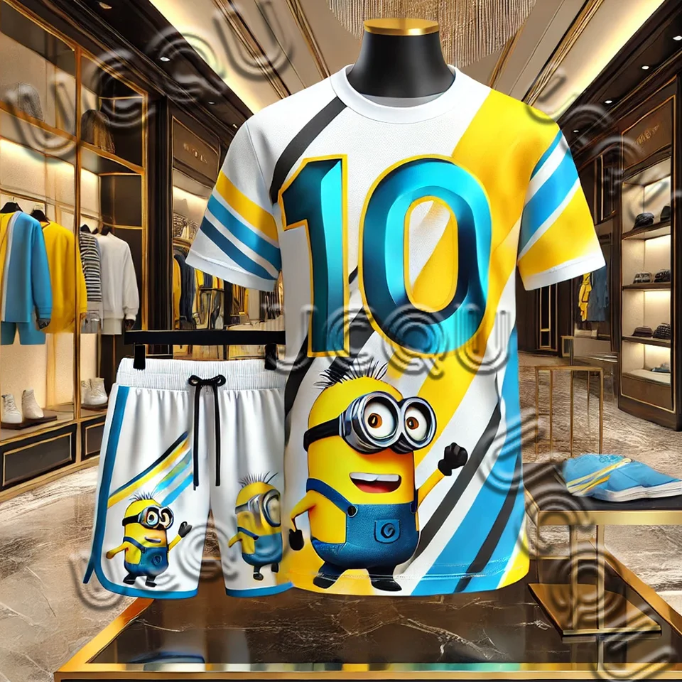 Miniso Minions Detské krátke rukávy módne futbalové set