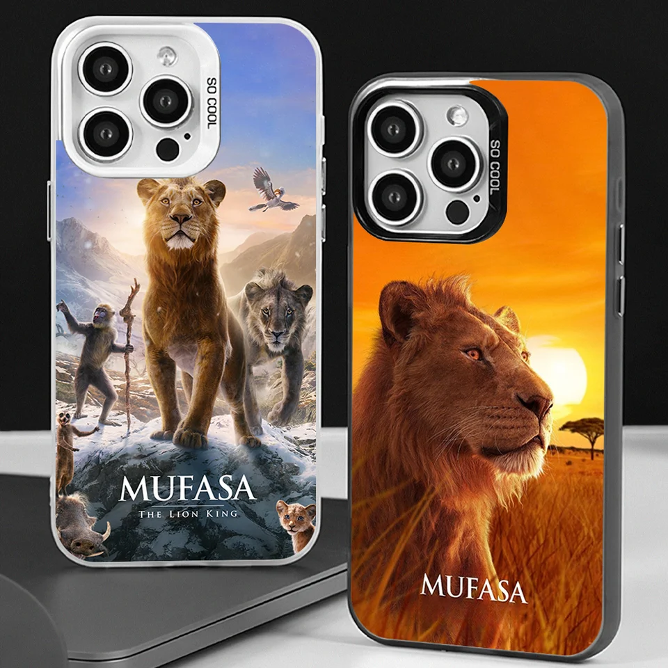 Miniso Mufasa Lion King Telefón pre iPhone 12 11 13 14 15 16 Max Pro Plus laserový kryt