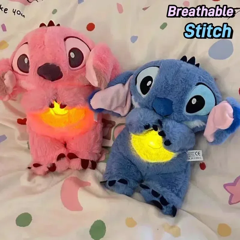 Miniso Nový 30 cm plyšový dýchací steh pre bábiky Upokojujúce peluche lilo a steh kawaii hračky anime hudba svetlo detský spánok model detský darček